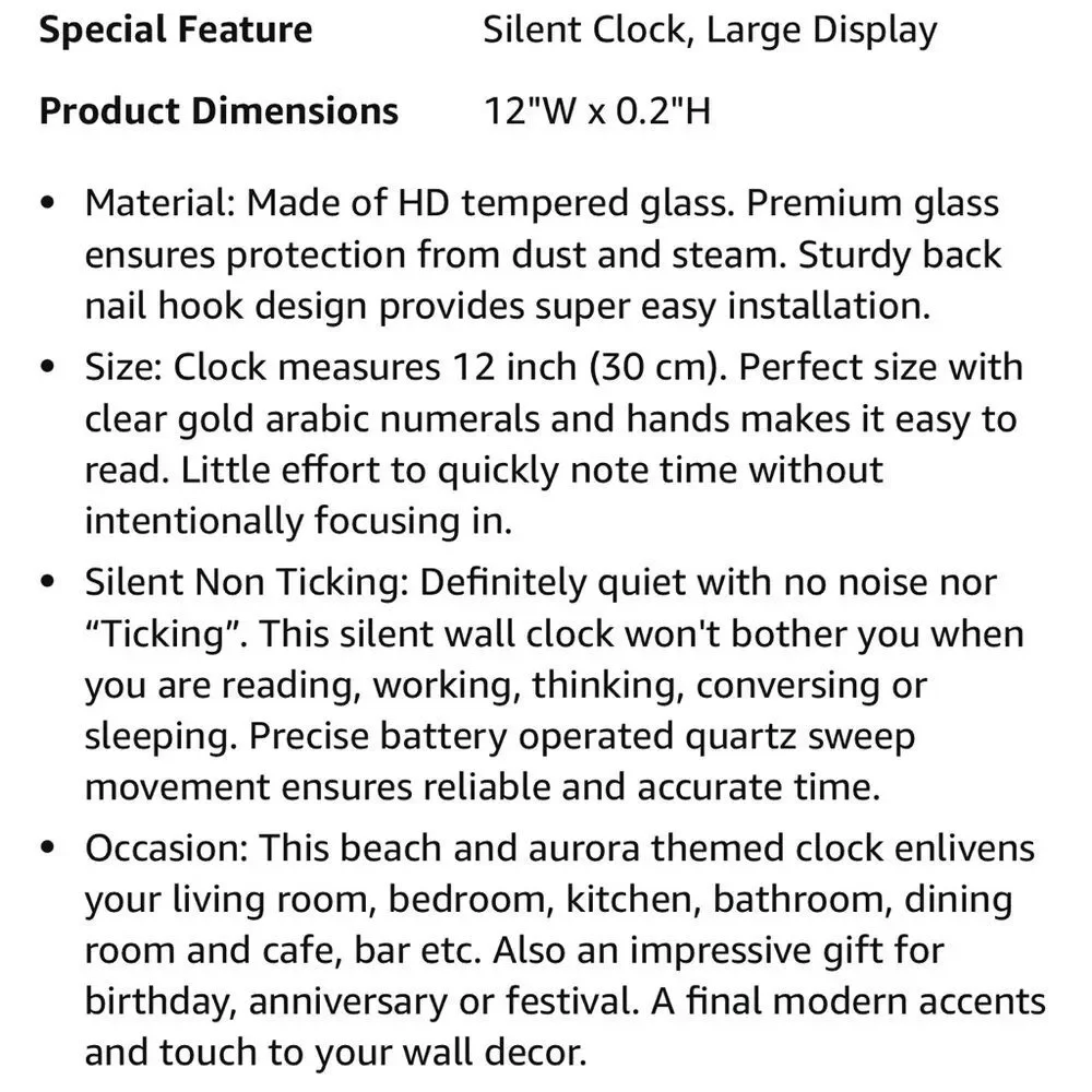 Wonzom 12 in northern lights modern hanging wall clock